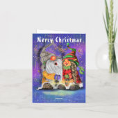 Gelukkig paar kabouters zingen Kerstmis Kaart (Achterkant)