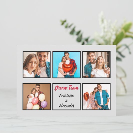 Gelukkig paar moderne gepersonaliseerde Valentijn  Feestdagenkaart (Staand voorkant)