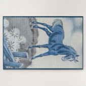 Gelukkig paard in blauw legpuzzel (Horizontaal)
