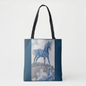 Gelukkig paard in blauw tote bag (Voorkant)