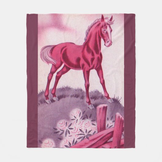 Gelukkig paard in roze fleece deken (Voorkant)