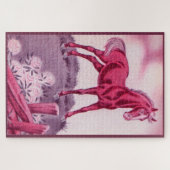 Gelukkig paard in roze legpuzzel (Horizontaal)