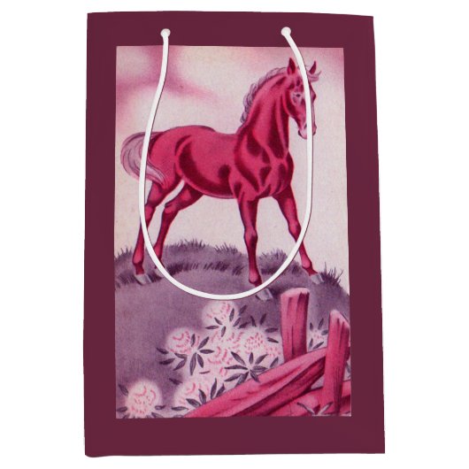 gelukkig paard in roze medium cadeauzakje (Voorkant)