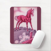 Gelukkig paard in roze muismat (Met muis)