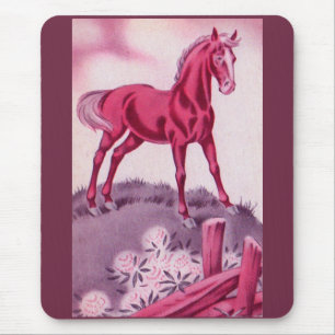 Gelukkig paard in roze muismat