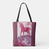 Gelukkig paard in roze tote bag (Achterkant)
