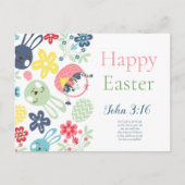Gelukkig Paasbijbelvers Johannes 3:16 Briefkaart (Voorkant)