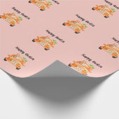 Gelukkig paasbroodje op roze cadeaupapier (Hoek)