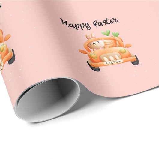 Gelukkig paasbroodje op roze cadeaupapier (Rol Hoek)