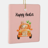 Gelukkig paasbroodje op roze keramisch ornament (Rechts)