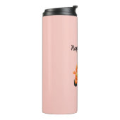 Gelukkig paasbroodje op roze thermosbeker (Gedraaid links)