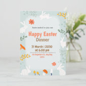 Gelukkig Paasdiner leuke uitnodiging (Staand voorkant)