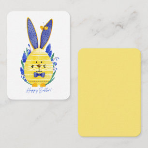 Gelukkig Paasei Konijntje & Blauwe Muscari Bloem Notitiekaartje