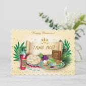 Gelukkig Paasfeest Lente Pesach Seder Vintage Kaart (Staand voorkant)