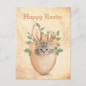 Gelukkig paasgoed kat en eieren briefkaart (Voorkant)