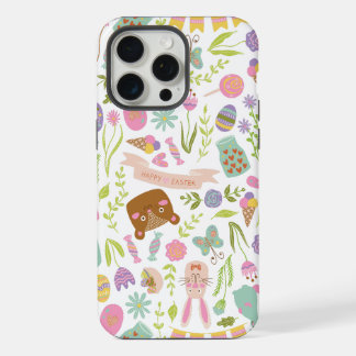Gelukkig paashaas bloemmotief iPhone 15 pro max case