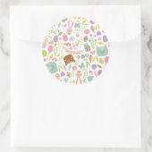 Gelukkig paashaas bloemmotief ronde sticker (Tas)