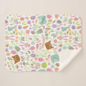 Gelukkig paashaas bloemmotief sherpa deken (Voorkant (horizontaal))