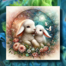  Gelukkig Paashaas Lam Religieus Feestdagenkaart