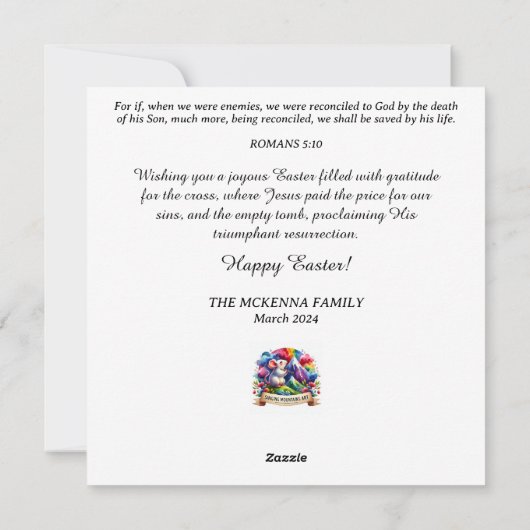  Gelukkig Paashaas Lam Religieus Feestdagenkaart (Achterkant)