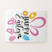 Gelukkig paaskleurig paasfeest legpuzzel (Horizontaal)