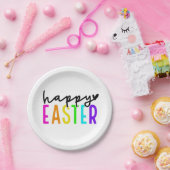 Gelukkig paaskleurige tabelinstelling papieren bordje (Feest)