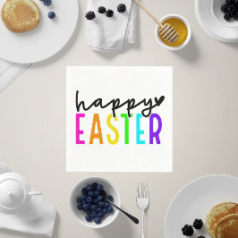 Gelukkig paaskleurige tabelinstelling servet