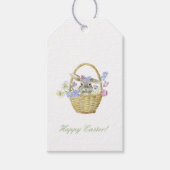 Gelukkig paaskonijn in een mand-lente cadeaulabel (Voorkant)