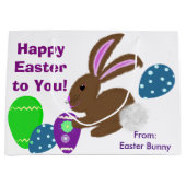 Gelukkig paaskonijn met gebroken eieren large cadeautasje (Voorkant)