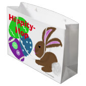 Gelukkig paaskonijn met gebroken eieren large cadeautasje (Achterkant Gekanteld)