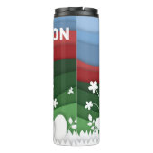 Gelukkig paasmannetje en eitjes in natuur thermosbeker (Achterkant)