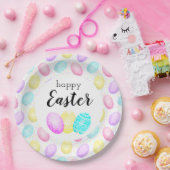 Gelukkig paaspastel eierpatroon papieren bordje (Feest)