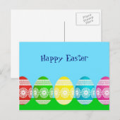 Gelukkig paaspoeder blauw schattig ei ontwerp feestdagenkaart (Voorkant / Achterkant)