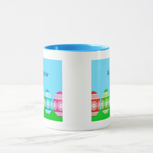 Gelukkig paaspoeder blauw schattig ei ontwerp mok (Midden)