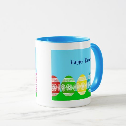 Gelukkig paaspoeder blauw schattig ei ontwerp mok (Voorkant rechts)