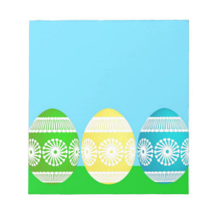 Gelukkig paaspoeder blauw schattig ei ontwerp notitieblok