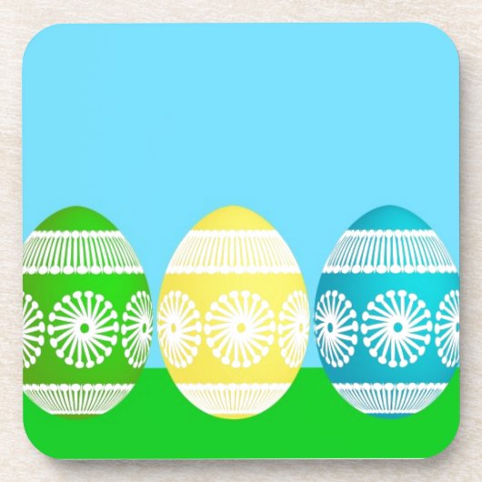 Gelukkig paaspoeder blauw schattig ei ontwerp onderzetter (Voorkant)