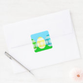 Gelukkig paaspoeder blauw schattig ei ontwerp vierkante sticker (Envelop)