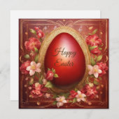 Gelukkig paasrood ei feestdagenkaart (Voorkant / Achterkant)