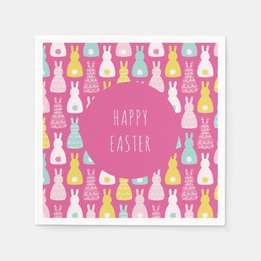Gelukkig Paasroze konijntje Servet (Voorkant)