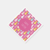 Gelukkig Paasroze konijntje Servet (Hoek)