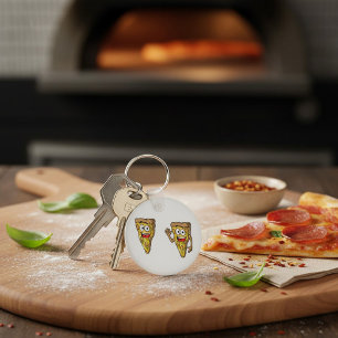 Gelukkig Paddenstoel Pizzaslices Sleutelhanger