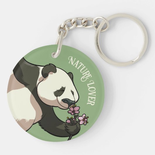 Gelukkig Panda Ruikende Bloesem Natuurliefhebber C Sleutelhanger (Achterkant)
