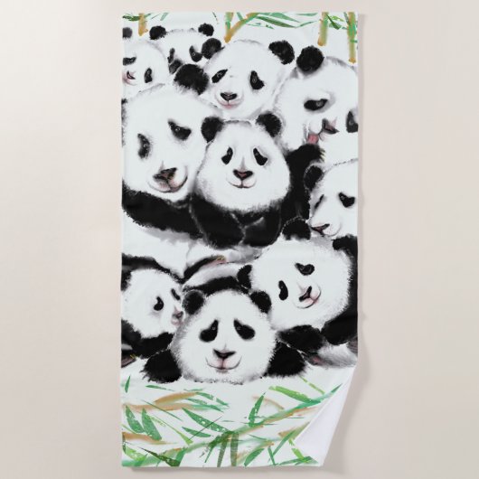 Gelukkig Panda Strandhanddoek Grappig Strandlaken (Voorkant)