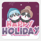 Gelukkig Panda-vakantie Vierkante Sticker (Voorkant)