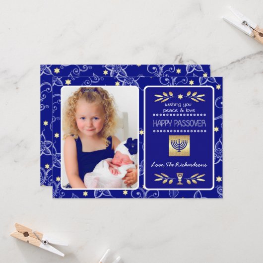 Gelukkig Pascha. Aangepaste fotokaart Kaart (Voorkant / Achterkant in situ)