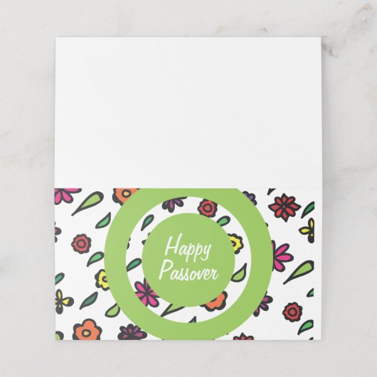 Gelukkig Pascha, Bloemen Joods Vakantie Pascha Plaatskaartje (Buitenkant ongevouwen)