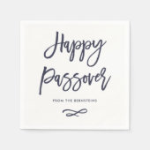 Gelukkig Pascha | Eenvoudig Modern Blauw en Wit Servet (Voorkant)