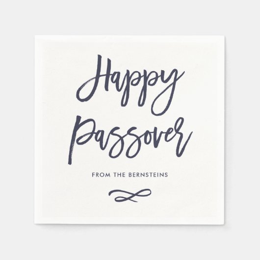 Gelukkig Pascha | Eenvoudig Modern Blauw en Wit Servet (Voorkant)