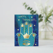 Gelukkig Pascha. Hamsa Hand Gelukssymbool Briefkaart (Staand voorkant)